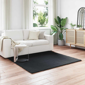 Vidaxl nep konijnenbont tapijt olite zwart 120 x 120 cm polyester