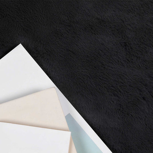 Vidaxl nep konijnenbont tapijt olite zwart 120 x 120 cm polyester