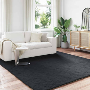 Vidaxl nep konijnenbont tapijt olite zwart 200 x 200 cm polyester
