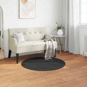 Vidaxl nep konijnenbont tapijt olite zwart ø 120 cm polyester
