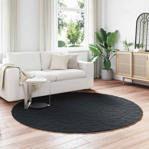Vidaxl nep konijnenbont tapijt olite zwart ø 160 cm polyester
