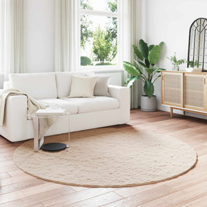 Vidaxl nep konijnenbont tapijt olite taupe ø 160 cm polyester