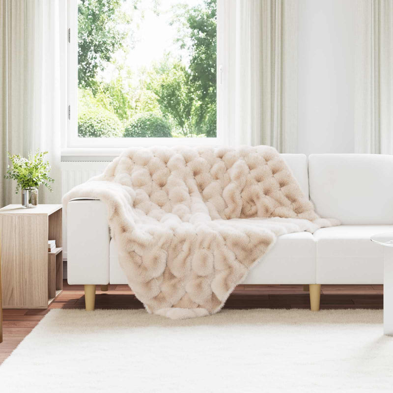 ギャラリービューアに画像をロードする, Vidaxl neppels konijnenbont deken olite beige 130 x 150 cm polyester
