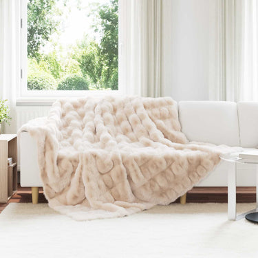 Vidaxl neppels konijnenbont deken olite 4 pcs beige 240 x 270 cm