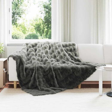Vidaxl neppels konijnenbont deken olite donkergrijs 240 x 270 cm
