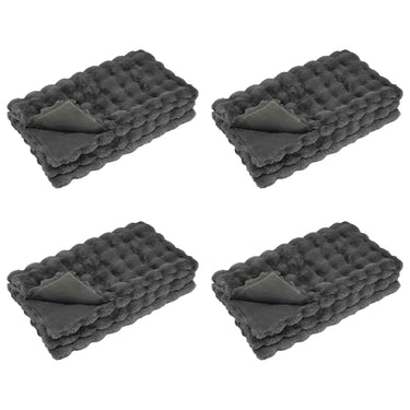 Vidaxl neppels konijnenbont deken olite 4 pcs donkergrijs 220 x 240 cm
