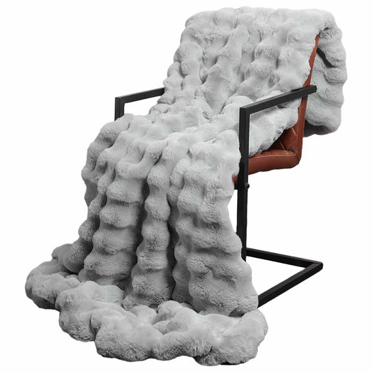 Vidaxl neppels konijnenbont deken olite 4 pcs grijs 130 x 150 cm