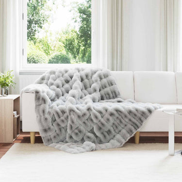 Vidaxl neppels konijnenbont deken olite 4 pcs grijs 150 x 220 cm