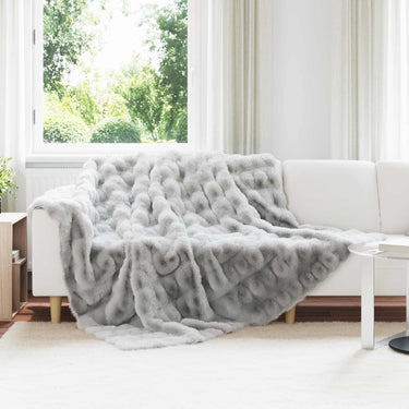 Vidaxl neppels konijnenbont deken olite 4 pcs grijs 220 x 240 cm