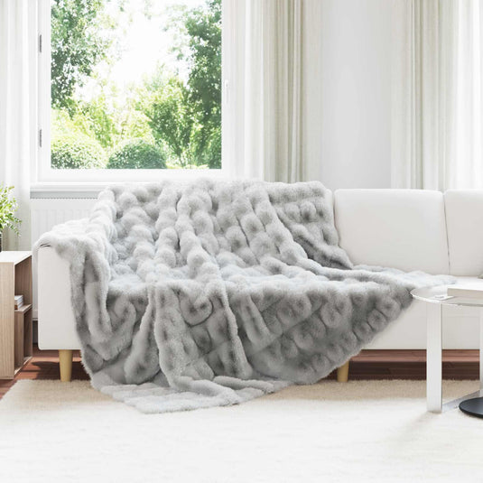 Vidaxl neppels konijnenbont deken olite 4 pcs grijs 220 x 240 cm