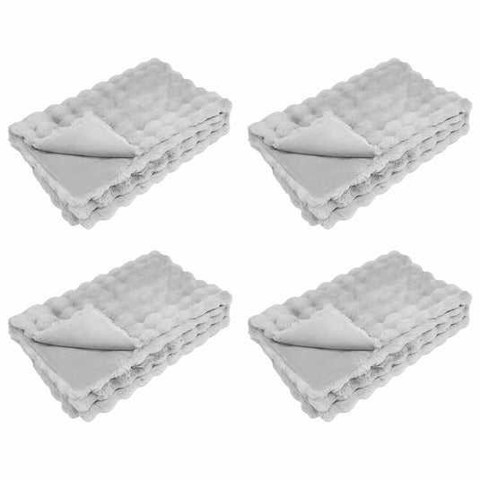 Vidaxl neppels konijnenbont deken olite 4 pcs grijs 220 x 240 cm