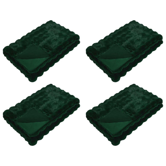 Vidaxl neppels konijnenbont deken olite 4 pcs donkergroen 130 x 150 cm
