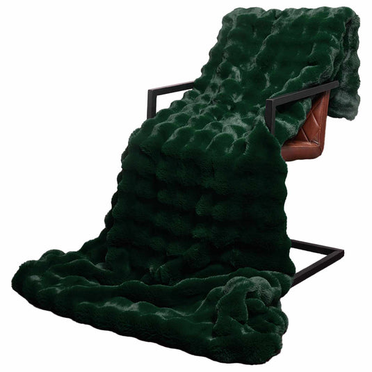 Vidaxl neppels konijnenbont deken olite 4 pcs donkergroen 130 x 150 cm