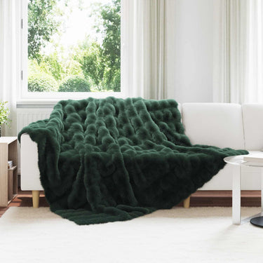 Vidaxl neppels konijnenbont deken olite 4 pcs donkergroen 240 x 270 cm