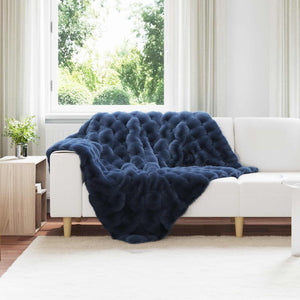 Vidaxl neppels konijnenbont deken olite marineblauw 130 x 150 cm