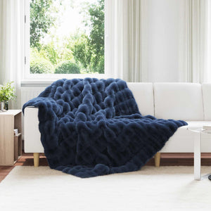 Vidaxl neppels konijnenbont deken olite 4 pcs marineblauw 150 x 220 cm