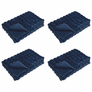 Vidaxl neppels konijnenbont deken olite 4 pcs marineblauw 220 x 240 cm
