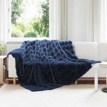 Vidaxl neppels konijnenbont deken olite 4 pcs marineblauw 240 x 270 cm