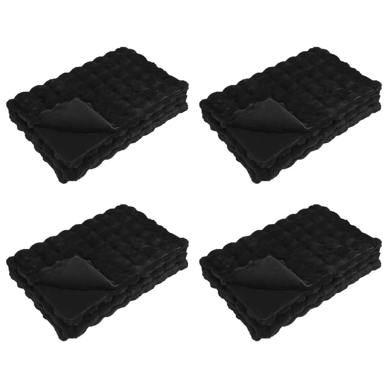 Afbeelding laden in galerijviewer, Vidaxl neppels konijnenbont deken olite 4 pcs zwart 130 x 150 cm
