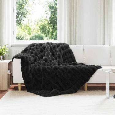 Vidaxl neppels konijnenbont deken olite 4 pcs zwart 150 x 220 cm