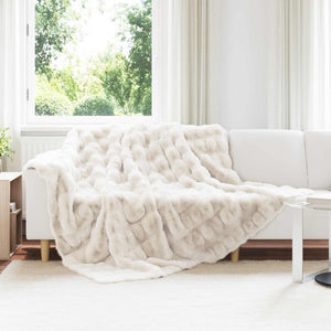 Vidaxl neppels konijnenbont deken olite wit 220 x 240 cm polyester