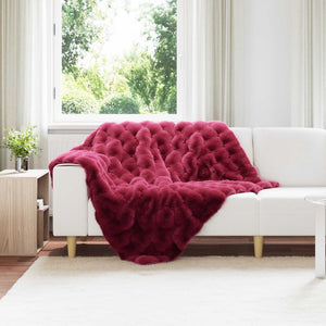 Vidaxl neppels konijnenbont deken olite bordeaux rood 130 x 150 cm