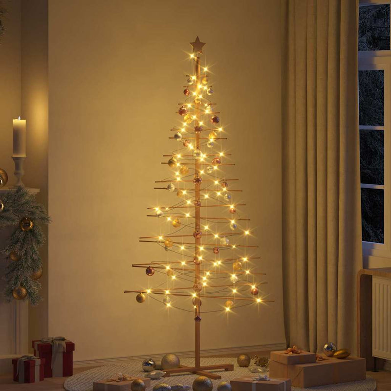 Afbeelding laden in galerijviewer, Vidaxl houten kerstboom met standaard bruin 210 cm bamboe
