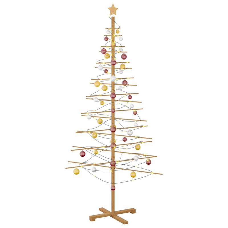 Afbeelding laden in galerijviewer, Vidaxl houten kerstboom met standaard bruin 210 cm bamboe
