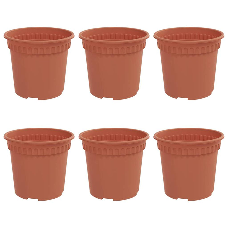 Afbeelding laden in galerijviewer, Vidaxl ronde bloempot 6 pcs baksteenrood ø 15 x 12 cm kunststof
