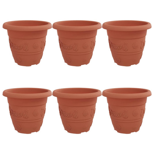 Vidaxl ronde bloempot 6 pcs baksteenrood ø 26 x 21.5 cm kunststof