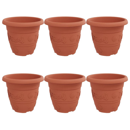 Vidaxl ronde bloempot 6 pcs baksteenrood ø 26 x 21.5 cm kunststof