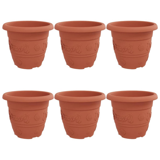 Vidaxl ronde bloempot 6 pcs baksteenrood ø 26 x 21.5 cm kunststof