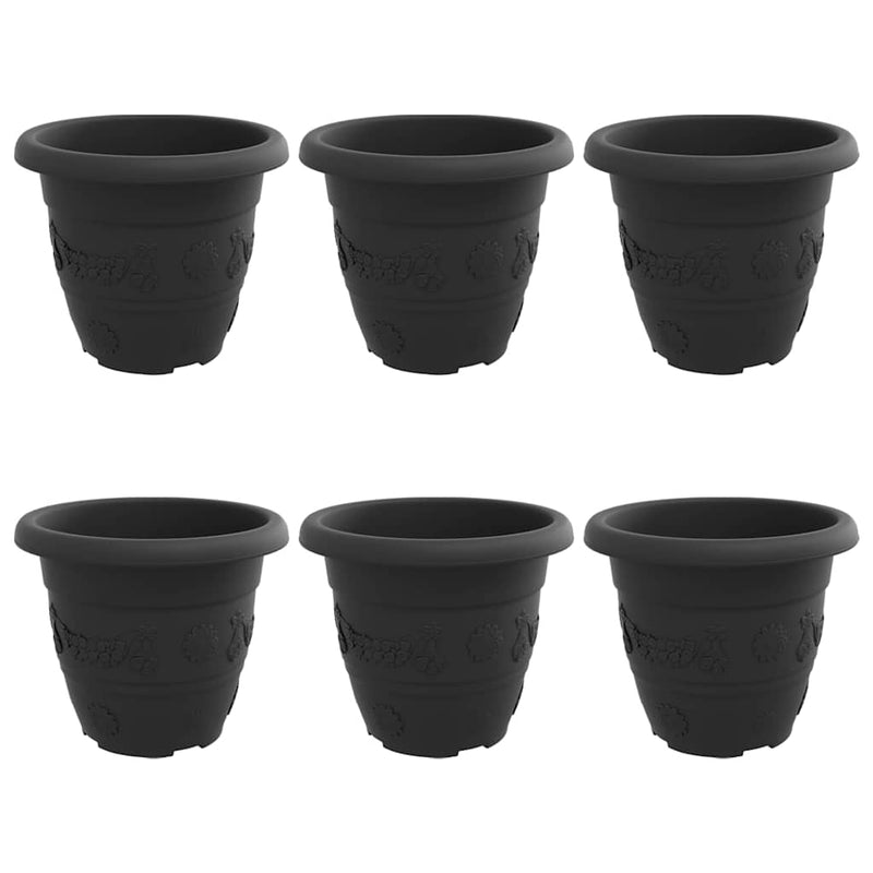 Afbeelding laden in galerijviewer, Vidaxl ronde bloempot 6 pcs zwart ø 26 x 21.5 cm kunststof
