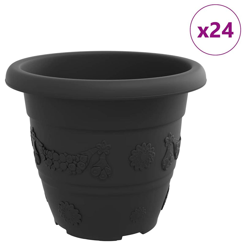 Afbeelding laden in galerijviewer, Vidaxl ronde bloempot 24 pcs zwart ø 26 x 21.5 cm kunststof
