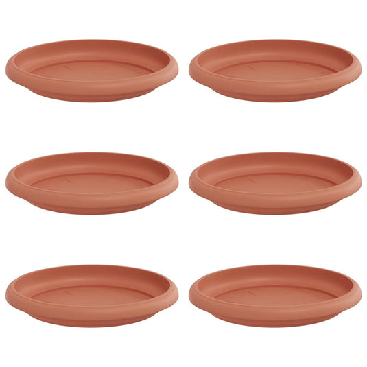 Vidaxl ronde bloemenschalen 6 pcs baksteenrood ø 14 x 2 cm kunststof