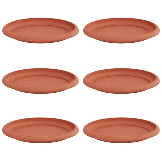 Vidaxl ronde bloemenschalen 6 pcs baksteenrood ø 17,5 x 2 cm kunststof