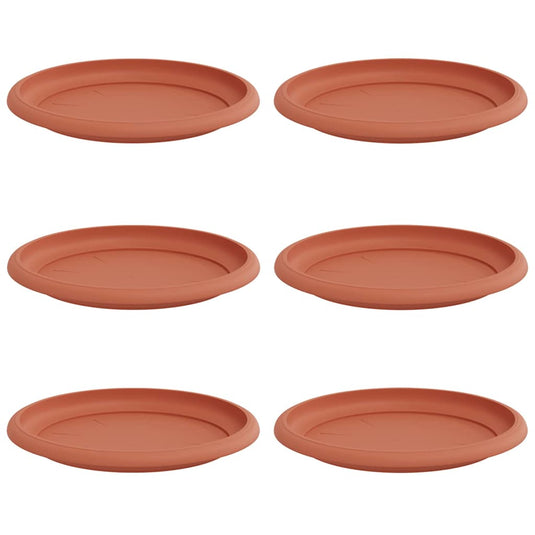 Vidaxl ronde bloemenschalen 6 pcs baksteenrood ø 19 x 2 cm kunststof