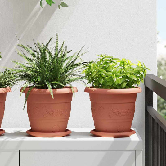 Vidaxl ronde bloemenschalen 24 pcs baksteenrood ø 14 x 2 cm kunststof