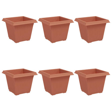 Vidaxl vierkante bloempot 6 pcs baksteenrood 20 x 20 x 16 cm kunststof
