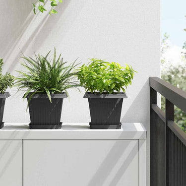 Vidaxl vierkante bloempot 6 pcs zwart 20 x 20 x 16 cm kunststof