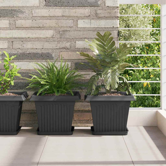 Vidaxl vierkante bloempot 6 pcs zwart 28,5 x 28,5 x 22 cm kunststof