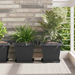 Vidaxl vierkante bloempot 24 pcs zwart 33 x 33 x 26 cm kunststof