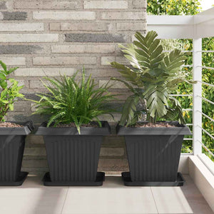 Vidaxl vierkante bloempot 24 pcs zwart 38 x 38 x 30 cm kunststof