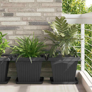 Vidaxl vierkante bloempot 24 pcs zwart 43 x 43 x 33,5 cm kunststof