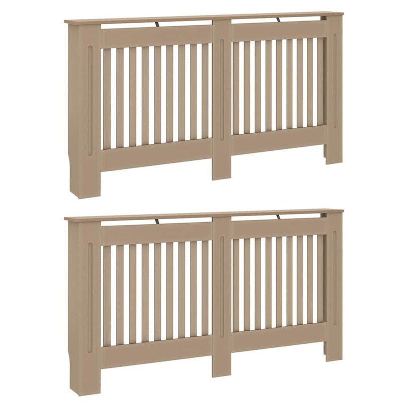 Chargez l'image dans la visionneuse de la galerie, Vidaxl radiatorafdekking 2 pcs bruin 152 x 19 x 81,5cm bewerkt hout
