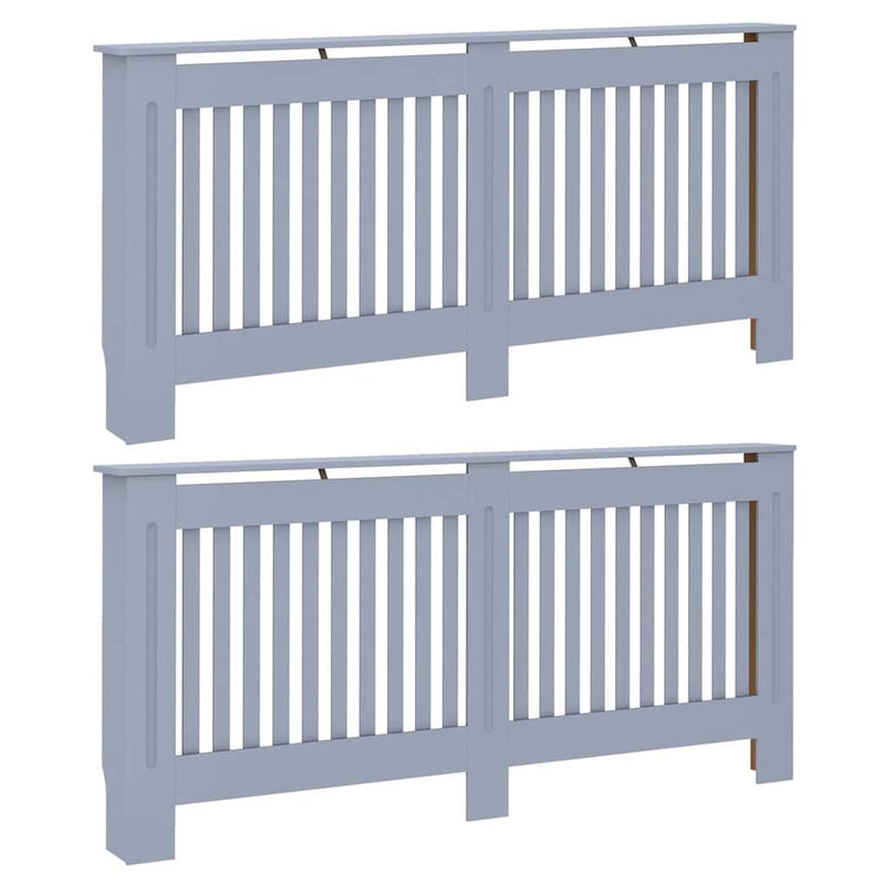 Chargez l'image dans la visionneuse de la galerie, Vidaxl radiatorafdekking 2 pcs grijs 172 x 19 x 81,5 cm bewerkt hout
