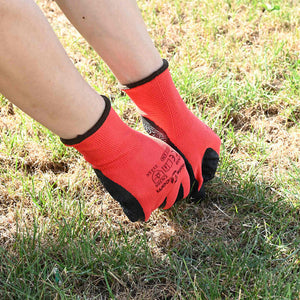 Vidaxl werkhandschoenen 24 pcs rood en zwart 8 m latexcoating
