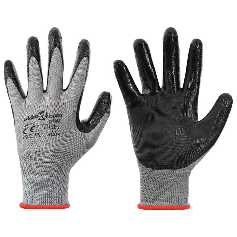 ギャラリービューアに画像をロードする, Vidaxl werkhandschoenen 24 pcs grijs en zwart 7 s polyester
