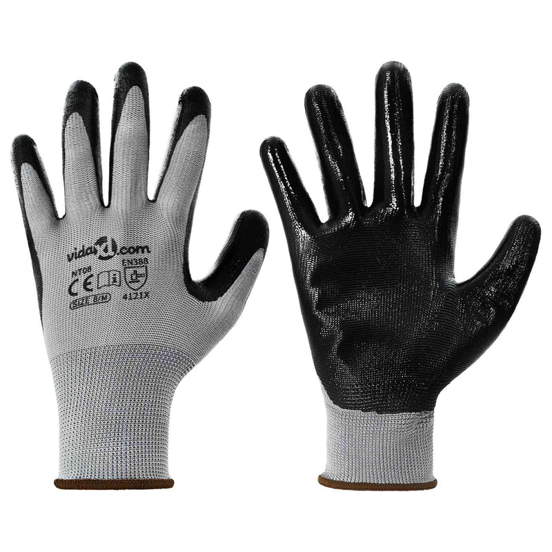 ギャラリービューアに画像をロードする, Vidaxl werkhandschoenen 24 pcs grijs en zwart 8 m polyester
