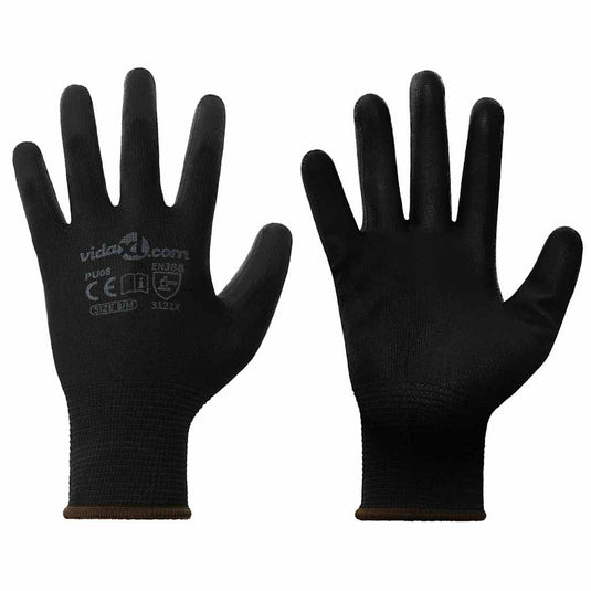 Vidaxl werkhandschoenen 12 pcs zwart 8 m polyester
